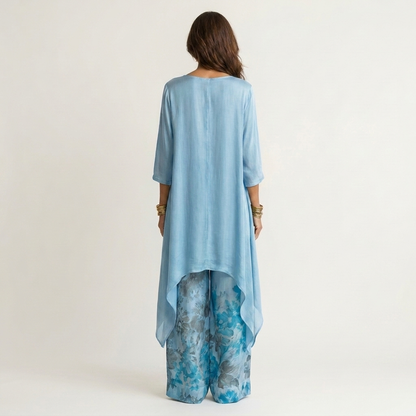 Cariola | Set due pezzi in cotone-seta con tunica asimmetrica