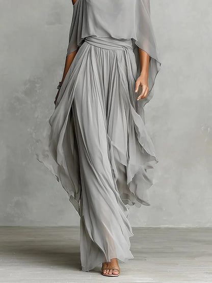 Isabela | Completo fluido grigio con top a spalline sottili e pantaloni leggeri