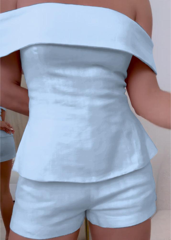 Completo due pezzi bianco in cotone e lino di Blessy