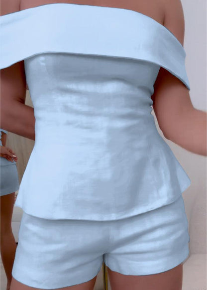 Completo due pezzi bianco in cotone e lino di Blessy